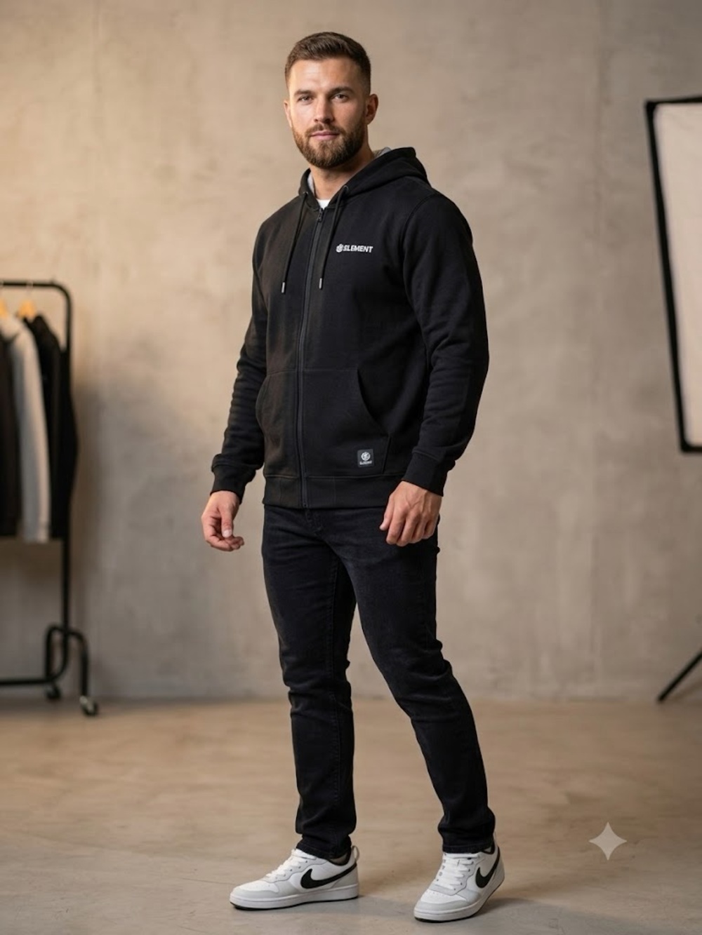 Element Black Zip-Up Hoodie Jacket